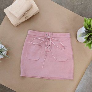 Blush Tie up Mini Skirt